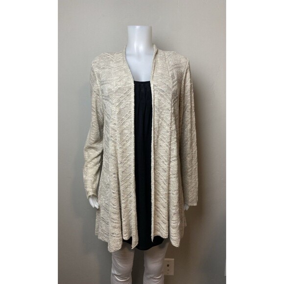 F. Eileen Fisher Cardigan 3X Crochet Sweater Linen Multicolor Long Sleeve - Picture 2 of 7